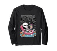 Esperando esqueleto de Halloween Spooky Countdown Funny Manga Larga