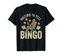 Esperando Gritar Bingo Divertido Jugador de Bingo Esqueleto Humor Camiseta