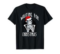 Esperando Navidad Esqueleto Divertido Sombrero de Santa Navidad Meme Camiseta