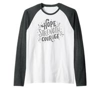Esperanza Fuerza Coraje Asma Sobreviviente Guerrero Hombres Mujeres Niños Camiseta Manga Raglan