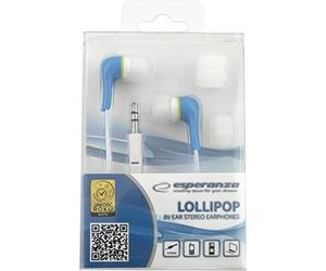 Esperanza - Lollipop - Auriculares in-Ear intraurales con Cable Plano Color Azul, Violeta o Rojo (Azul)
