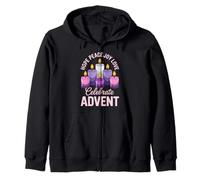 Esperanza, paz, alegría, amor, celebra Adviento y Navidad Sudadera con Capucha