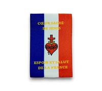 Esperanza y salvación de Francia Tejido a coser. Etiqueta - Tela Esperanza y Salut de la Francia para coser - Talla 4 x 4 cm - Sagrado corazón en versión tejida