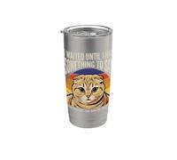 Esperé hasta tener algo que decir humor gato Vaso térmico de acero inoxidable de doble pared