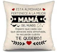 Espero que cada vez que abraces esta almohada te recuerde cuánto te quiero Funda de Cojín para Mamá de Hija Hijo Cumpleaños Día de la Madre Navidad Regalo Mejor Mamá Recordatorio Regalo(mamá-a)