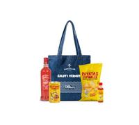 Espinaler Pack Verano A La Fresca - Pack de Regalo con Vermut Rosé 75 cl, Patatas Clásicas 150 g, Aceitunas Rellenas 350 g, Salsa Espinaler 92 ml y Bolsa Tote - Lote Gourmet para Aperitivo y Regalo