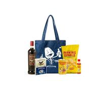 Espinaler Pack Verano A La Marinada - Regalo Gourmet Vermut Rojo 75 lmeja Fina, Mejillones Premium, Patatas, Aceitunas, Salsa Espinaler y Bolsa Tote - Lote Gourmet de Conservas y Aperitivos