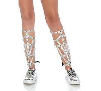 Espinilleras con tachuelas iridiscentes