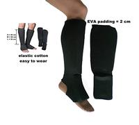 Espinilleras de algodón elástico para Muay Thai Boxeo Sparring (grande)