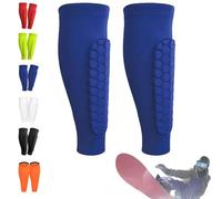 Espinilleras de esquí, Calcetines Ski Guards Pro 2.0 for esquí, espinilleras Profesionales, Mallas elásticas Transpirables anticolisión con Almohadillas de Nido de Abeja(Blue,M)