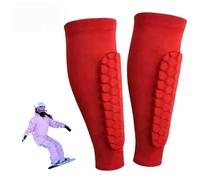 Espinilleras de esquí/fútbol,Espinilleras de esquí，Protector Tibial con Espuma De Panal Transpirable,Shin Guards para Fútbol,Baloncesto,Hockey Y Esquí,Ajuste Antideslizante (Rojo, M)