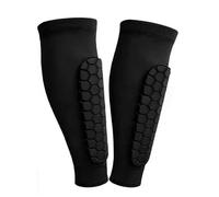 Espinilleras de fútbol con Manga de compresión, espinilleras Ligeras y Transpirables, protección contra Impactos Tipo Panal para Entrenamiento de fútbol y Deportes al Aire Libre (XS,Negro)