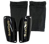 Espinilleras de fútbol de Doble Capa, espinilleras Futbol, espinilleras Futbol Hombre, Ligeras y Transpirables, Negro, con 1 par de Mangas para Las piernas, Equipo fútbol para Adolescentes, Adultos