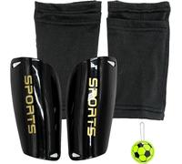 Espinilleras de fútbol de doble capa, ligeras y transpirables, equipo de fútbol para niños y adolescentes, adultos, juegos de principiantes, color negro