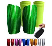 Espinilleras de Fútbol de Fibra de Carbono, con Estuche Portátil y Medias, Súper Fuerte y Ligero, Resistente a los Golpes, Permeable al Aire, Adecuado Tanto para Adultos como para Jóvenes y Niños