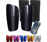 Espinilleras de Fútbol de Fibra de Carbono, con Estuche Portátil y Medias, Súper Fuerte y Ligero, Resistente a los Golpes, Permeable al Aire, Adecuado Tanto para Adultos como para Jóvenes y Niños