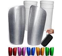 Espinilleras de Fútbol de Fibra de Carbono, con Estuche Portátil y Medias, Súper Fuerte y Ligero, Resistente a los Golpes, Permeable al Aire, Adecuado Tanto para Adultos como para Jóvenes y Niños