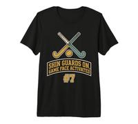 Espinilleras en el Jugador de Hockey sobre césped Activado por la Cara del Juego Camiseta Premium