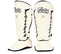 Espinilleras Fairtex SP7 Twister para Boxeo, Muay Thai, MMA; Desmontables (Blanco, M)