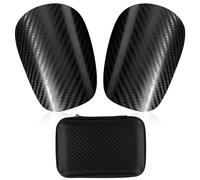 Espinilleras Mini Fútbol, 11x8cm Espinilleras Fútbol Fibra Carbono Avanzada con Caja Almacenamiento Exquisita y Conveniente Espinilleras de Fútbol para Edades Hombres Mujeres y Niños(Negro)