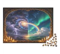 Espiral Cósmica Cielo Puzzle de 1000 Piezas para Adultos Juego de Puzzle 1000 Piezas Noche Fantasía Aurora Arcoíris Decoración Hogar Regalo Familiar 52x38cm/1000pcs