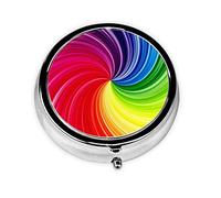 Espiral de arcoíris impresa, pastillero, pastillero cuadrado para bolsillo o monedero, pastillero pequeño, organizador de pastillas de viaje