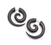 Espiral de plata Piercing Falso de madera con un sistema de encaje de plata de ley, diámetro de 2,5 cm, forma de caidas, par de precio