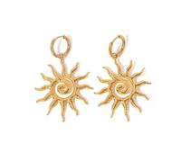 Espiral Le Soleil Huggie Colgante gota Pendiente Para Mujeres Chapado en Oro 14K Ligero Drop Punk Acero Inoxidable Girasol Encanto Declaración Minimalista Joyería Tendencia, conventionnel, Metal, Sin