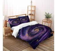 Espiral púrpura Funda Edredon 3 Piezas con Impresión En 3D Starry Sky Theme con Funda Almohada Super King（260x220cm） Microfibra Juego De Cama para para Niñosy Hombres