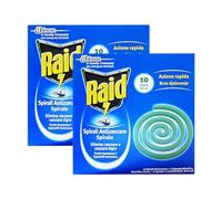 Espirales Contra Mosquitos Comunes y Tigre Compatibles con la Marca Raid, 2 Paquetes de 10 Espirales de Exterior con 2 Soportes Metálicos