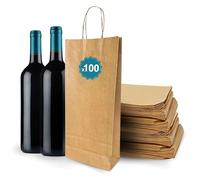 Espirito Rebelde 100 Bolsas para 2 Botellas de Vino 18x8x34cm | Diseño Elegante | Transporte Seguro con Asas Reforzadas | Ideal para Tiendas de Vino | Regalos: Navidad y Fiestas