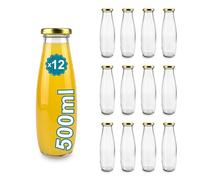 Espirito Rebelde - 12 Botellas de cristal vacías de 500 ml con tapa - Botellas de cristal para zumo, leche, barbacoa, salsas - Ideal para picnic, bodas y fiestas