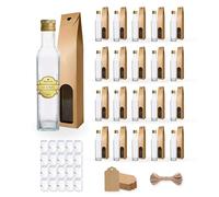 Espirito Rebelde 20 Botellas de Cristal 500ml con Tapón de Rosca Dorado + 20 Cajas + 20 Sellos + 20 Etiquetas Kraft + Cuerda - Aceite de Oliva, Vinagre, Alcohol, Salsas - Aceitera de Cristal
