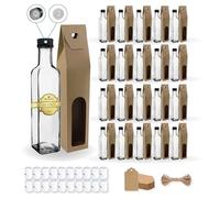 Espirito Rebelde - 20 botellas de cristal de 250 ml con tapón de rosca negro con boquilla para verter + 20 cajas + 20 sellos + 20 etiquetas Kraft + cuerda - aceite de oliva, vinagre, alcohol, salsas -