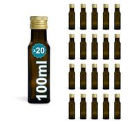 Espirito Rebelde 20 Botellas de Cristal Oscuro 100 ml con Tapón de Rosca Dorado - Botellas Pequeñas para Aceite de Oliva, Vinagre, Alcohol, Salsas, Poción Mágica - Muestras