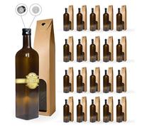 Espirito Rebelde 20 Botellas de Cristal Oscuro 500ml con Tapón de Rosca Negro con Boquilla Vertedora + 20 Cajas - Aceite de Oliva, Vinagre, Alcohol, Salsas - Aceitera de Cristal