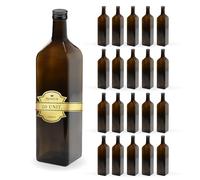 Espirito Rebelde 20 Botellas de Vidrio Oscuro 1000 ml con Tapón de Rosca Negro - Aceite de Oliva, Vinagre, Alcohol - Aceitera de Cristal