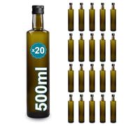 Espirito Rebelde 20 botellas de vidrio oscuro, 500 ml, con tapa de rosca negra | Protección UV | ideal para aceite de oliva, vinagre | Botella de aceite