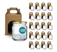 Espirito Rebelde 20 tarros vacíos con tapa, 212 ml, tarros de miel con tapa de rosca dorada