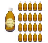 Espirito Rebelde 20x Botella vacía de cristal ámbar de 250 ml con tapa de plástico - Botella para aceites esenciales, cosméticos, productos de laboratorio, medicamentos - Aromaterapia