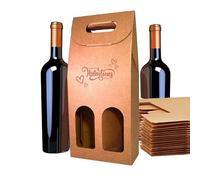 Espirito Rebelde 25 cajas de 2 botellas de vino para San Valentín Kraft (18 x 9 x 40 cm) - Cajas de cartón vacío para botellas, cajas portabotellas, regalo de San Valentín