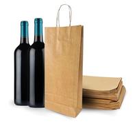 Espirito Rebelde 50 Bolsas para 2 Botellas de Vino en Papel Kraft 18x8x34 cm - Bolsas de Regalo con Asas Reforzadas para Vino y Cava