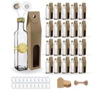 Espirito Rebelde Set 20 Botellas de Cristal 250 ml con Tapón Dorado y Boquilla + 20 Cajas + 20 Sellos + 20 Etiquetas Kraft y Cuerda - Aceitera de Regalo