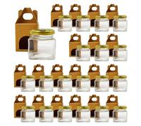 Espirito Rebelde - Tarro de cristal cuadrado para especias (80 ml, con tapa y 20 cajas de Kraft - Tarros de almacenamiento de cocina, especias, mermelada, yogur