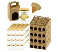 Espirito Rebelde - Tarros de cristal vacías con tapa de 150 ml con 100 hojas de cartón para 1 tarro de mermelada y cuchara para mermeladas, conservas, miel- Regalos de boda