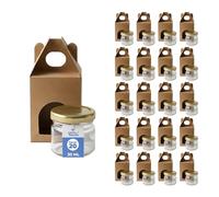 Espirito Rebelde - Tarros de cristal vacías con tapa de 30 ml con 20 hojas de cartón para 1 tarro de mermelada (incluye tapa de rosca dorada, para mermeladas, conservas, miel