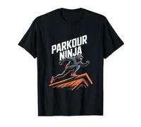 Espíritu de Aventura de Alto Vuelo Parkour Ninja Camiseta gráfica económica, Hombre, Negro, S