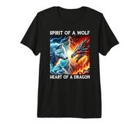 Espíritu de un corazón de Lobo de dragón Camiseta Premium