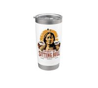 Espíritu del Toro Sentado Jefe Nativo Americano Lakota Sioux Vaso térmico de acero inoxidable de doble pared