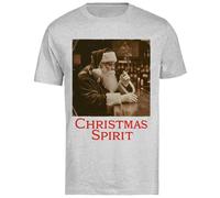 Espíritu Navideño Vintage Camiseta Gris De Manga Corta para Hombre Unisex Black tee Baggy Oversized T-Shirt